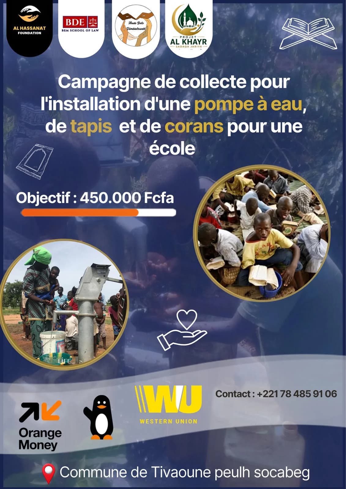 Campagne de collecte de fond pour la constructions de pompes a eau